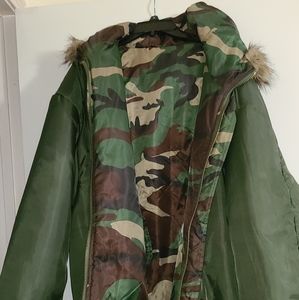 Reversible camo olive green jacket